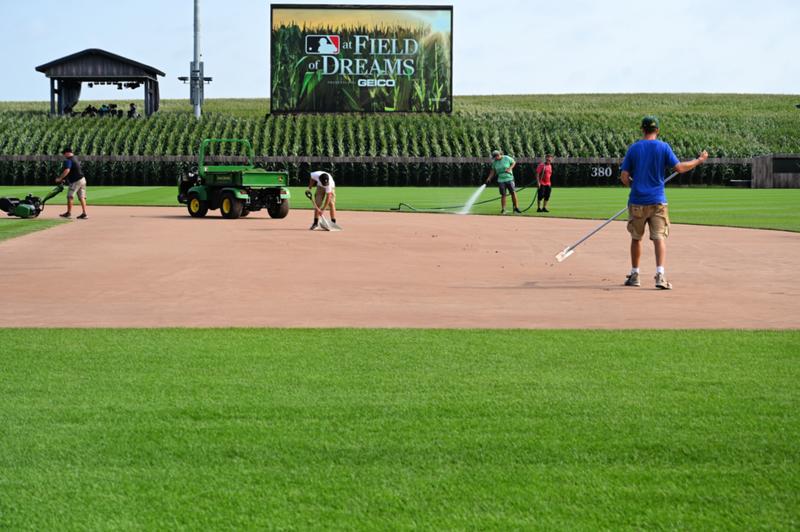 MLB at Field of Dreams Game baseball stadium cornfield BrightView